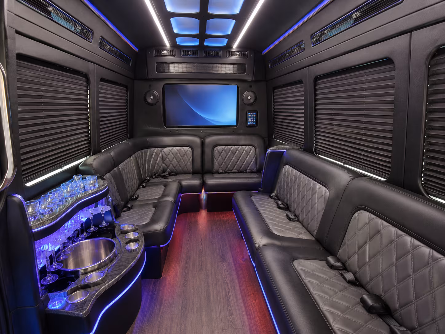 manteca 30 passenger party bus interior