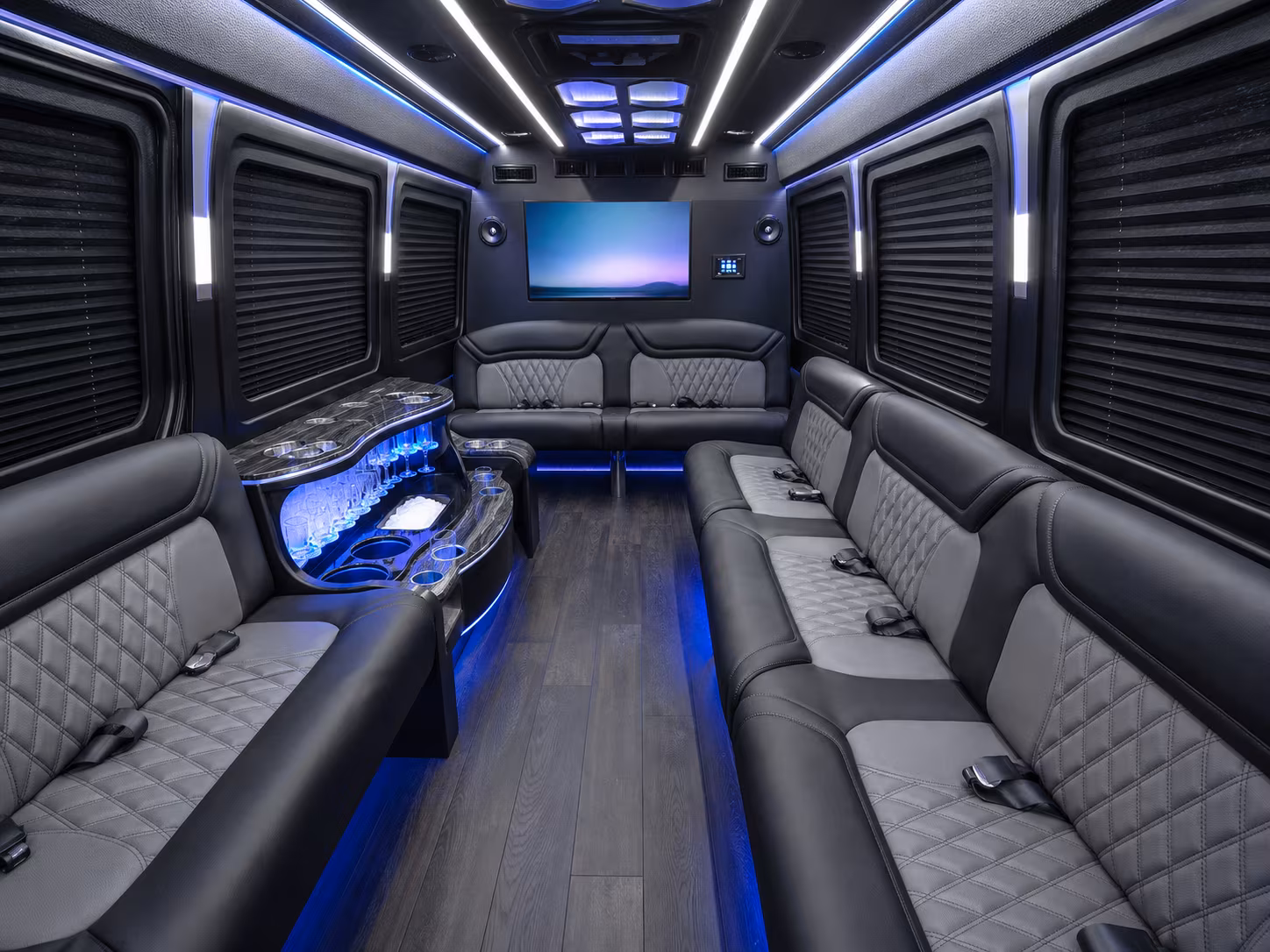 manteca 50 passenger party bus interior